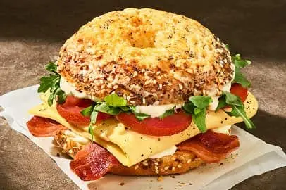Wake-Up BLT Asiago Everything Bagel Stack